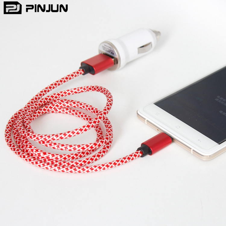 Newest fashion colorful weave texture mobile charger cable , v8 data cable