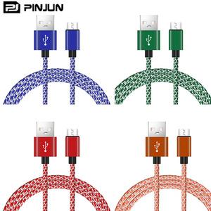 Newest fashion colorful weave texture mobile charger cable , v8 data cable