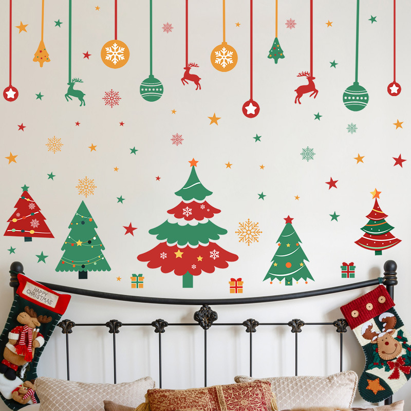 3d christmas home decoration bed living room pvc wall paper adhesive stickers