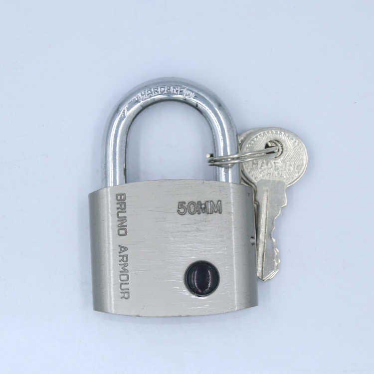 50mm popular heavy duty modern design electroplate Matt silver iron padlock