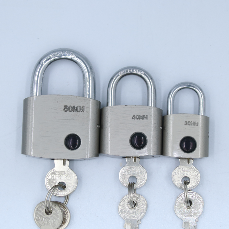 50mm popular heavy duty modern design electroplate Matt silver iron padlock