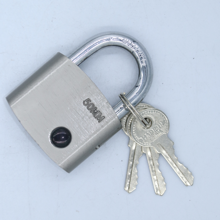 50mm popular heavy duty modern design electroplate Matt silver iron padlock