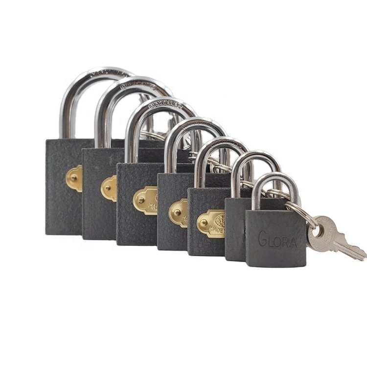 32mm popular heavy duty pujiang grey color painted short shackle small iron padlock