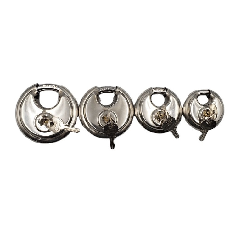 70mm special moon circle shape 201 stainless steel 1.5mm thickness discus padlock brass cylinder lock