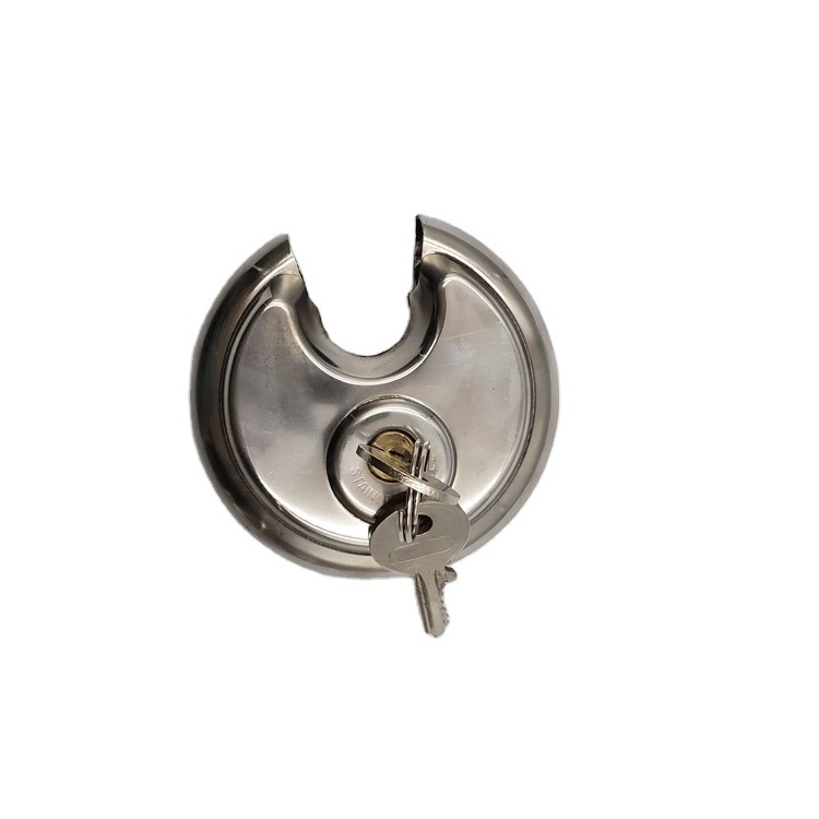 70mm special moon circle shape 201 stainless steel 1.5mm thickness discus padlock brass cylinder lock