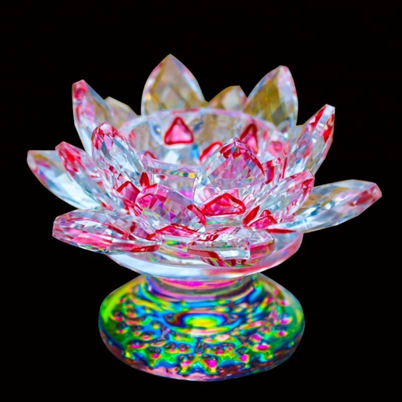 Pujiang Wholesales Nice Designs Crystal Glass Lotus Candle Holder Crystal Votive Candle Holder For Decoration