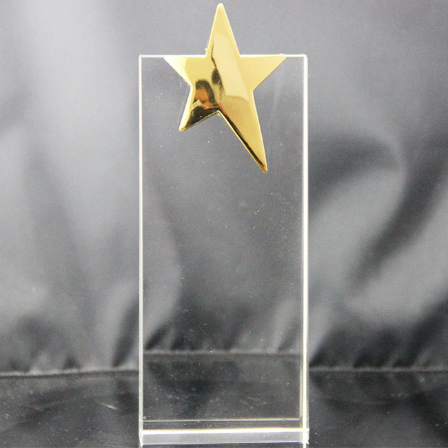 Wholesale  crystal glass star trophy for commemorative award plaque