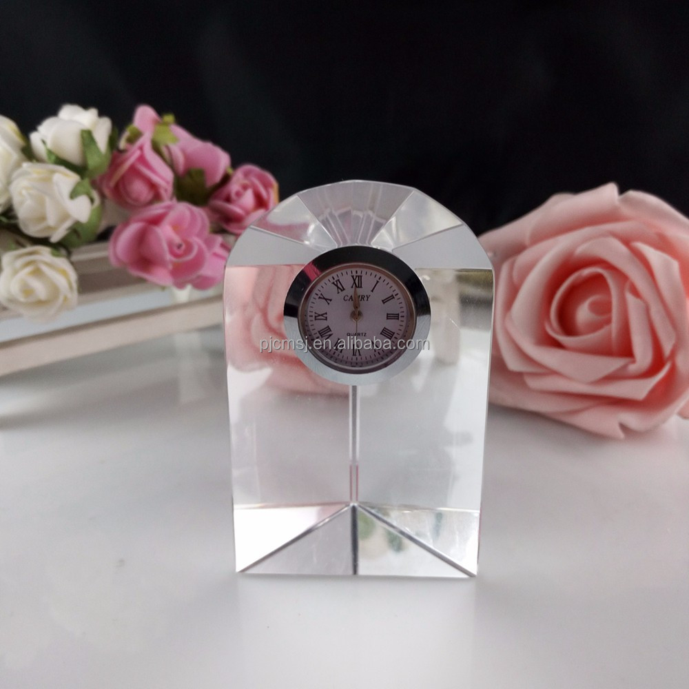 Heart Shaped Desktop Acrylic Trophy Crystal Trophy with crystal watch