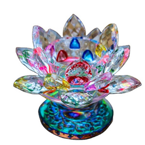 Pujiang Wholesales Nice Designs Crystal Glass Lotus Candle Holder Crystal Votive Candle Holder For Decoration