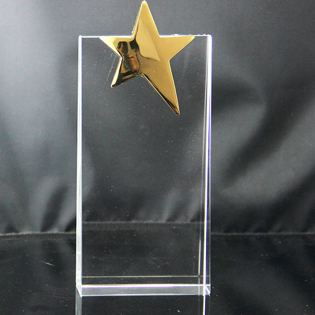 Wholesale  crystal glass star trophy for commemorative award plaque