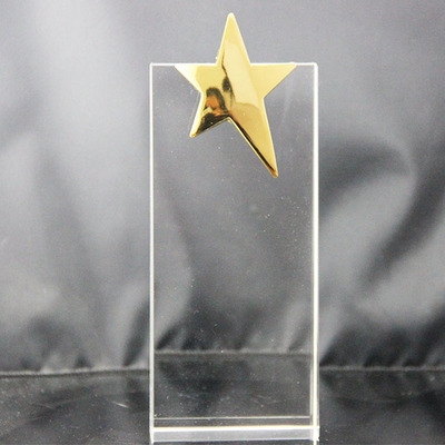 Wholesale  crystal glass star trophy for commemorative award plaque