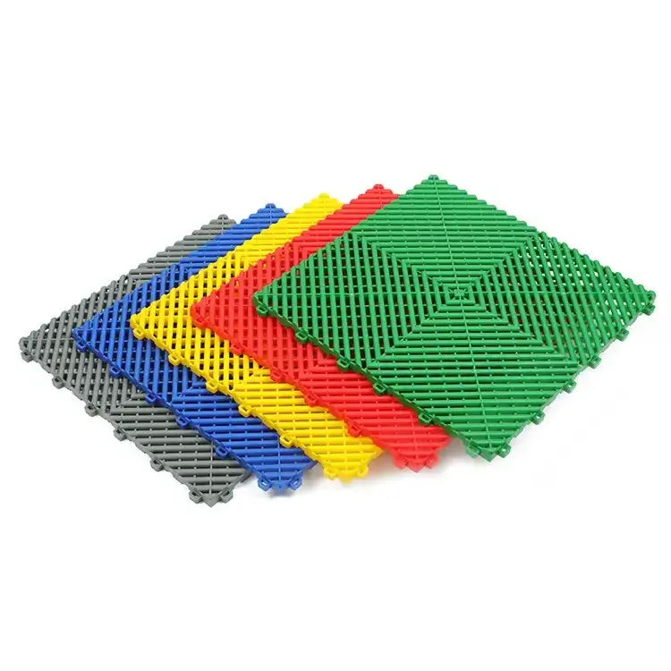 Non Slip PP Interlocking Garage Floor Tile Car Washing Grille Removable Plastic Workshop Floor Tiles For Sale