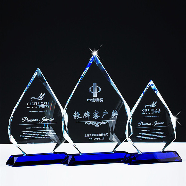 Creative Wholesale Souvenir Custom Logo Engraving Crystal Plaque Iceberg Glass Award