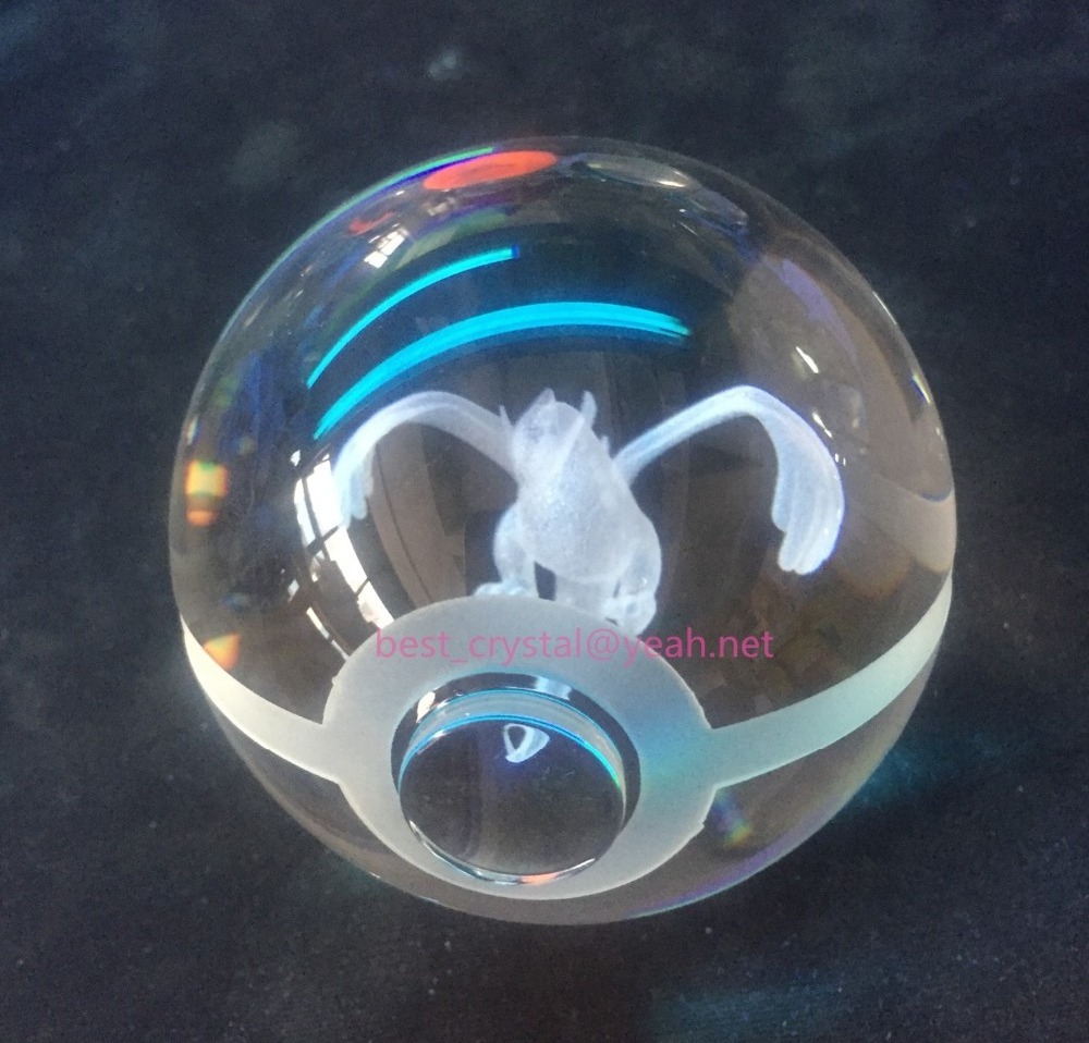 Crystal Glass Ball with 3D Laser Engraving Cartoon Images