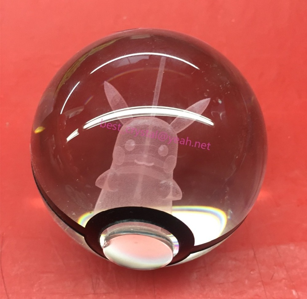 Crystal Glass Ball with 3D Laser Engraving Cartoon Images