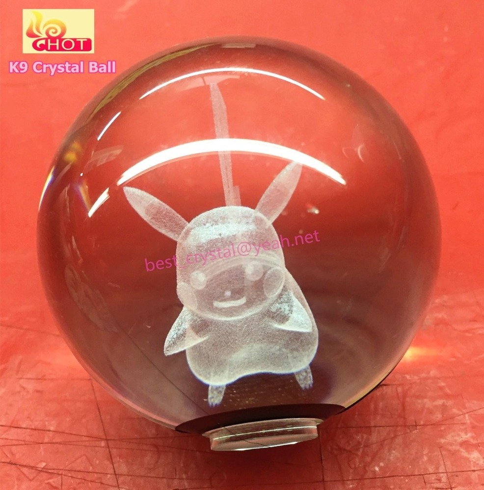 Crystal Glass Ball with 3D Laser Engraving Cartoon Images