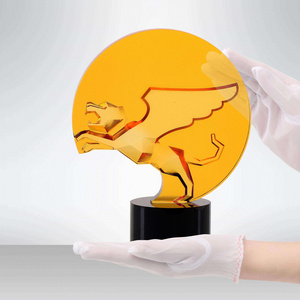 Wholesale Products Coloured Glaze K9 Engraving Custom Logo Crystal Glass Award Trophy