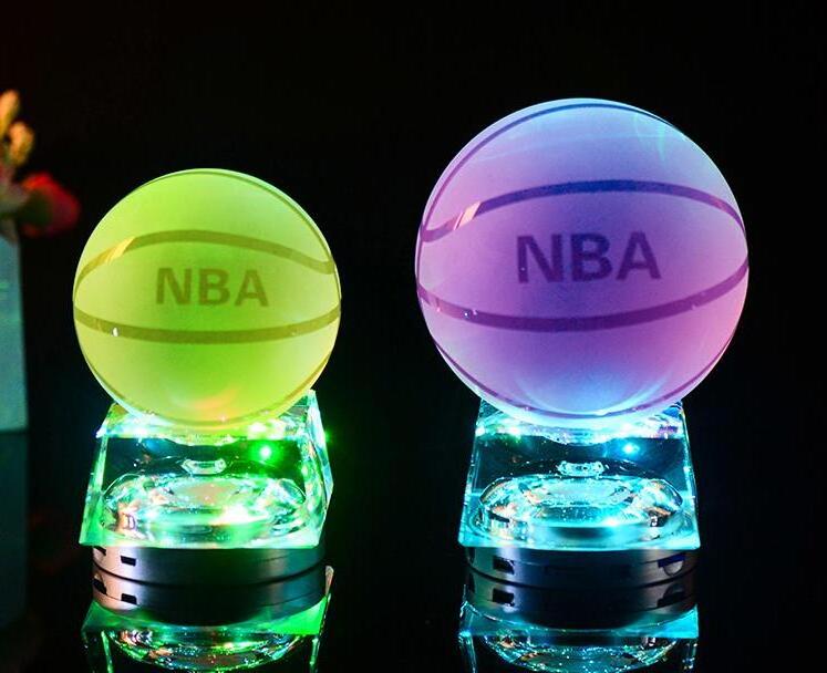 Crystal glass basketball/football LED light with different light