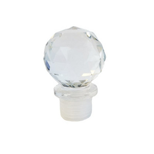 New Design Craft Decoration Crystal Bottle Plug Vacuum Bottle Wine Stopper Spherical Glass Clear Wine Stopper