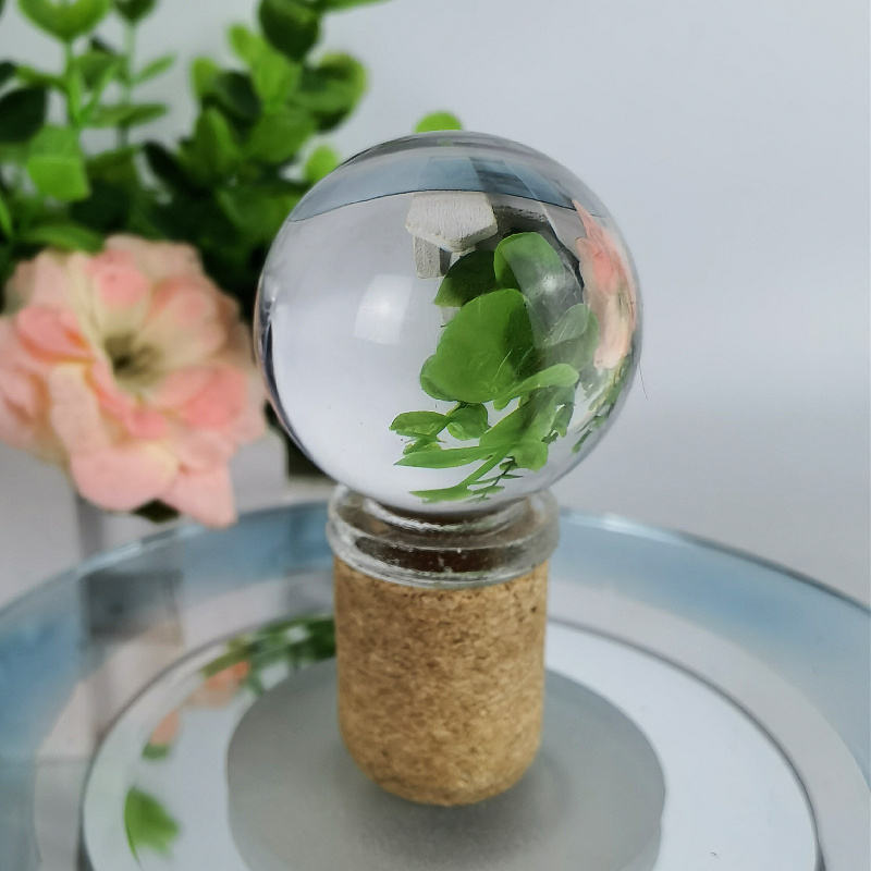 New Design Craft Decoration Crystal Bottle Plug Vacuum Bottle Wine Stopper Spherical Glass Clear Wine Stopper