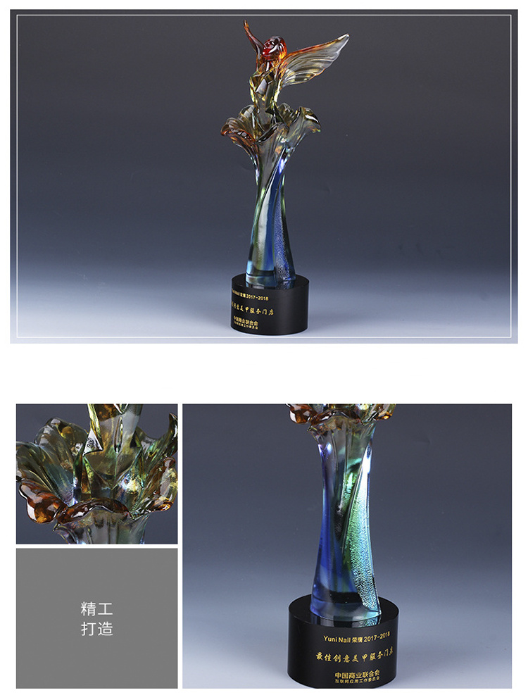 coloured glaze the statue of liberty trophy handmade craft crystal trophy Colored glass personalized can custom