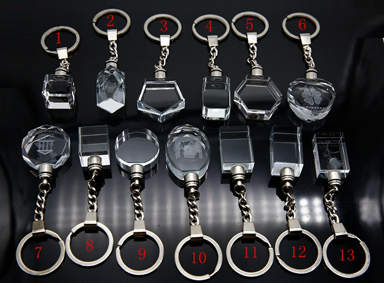 3d laser engraved key chain keychain crystal led logo led flashlight keychains