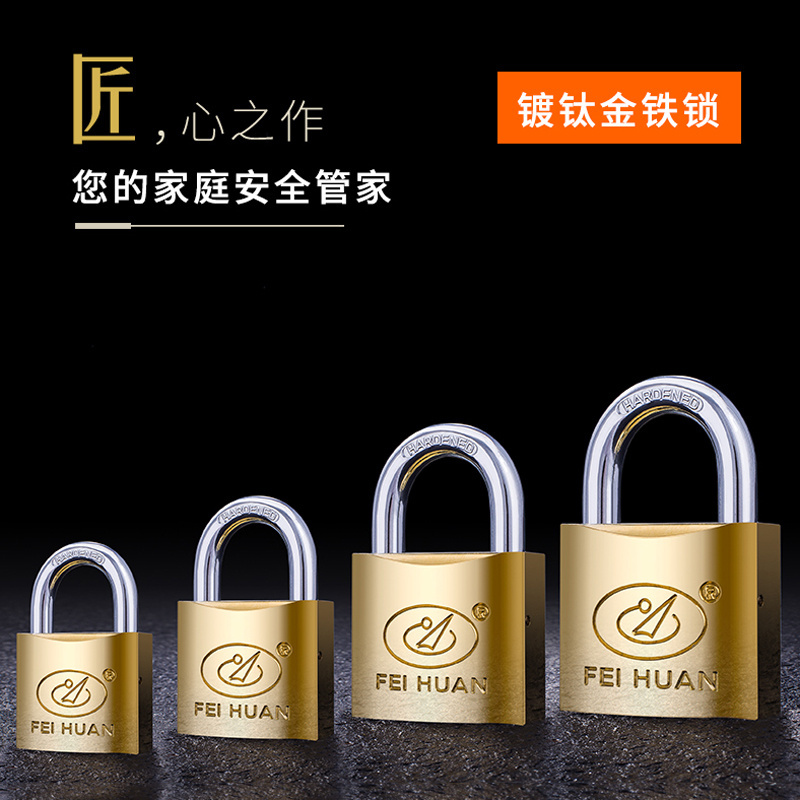 Hot sell high safety performance titanium-sprayed medium-sized iron padlock