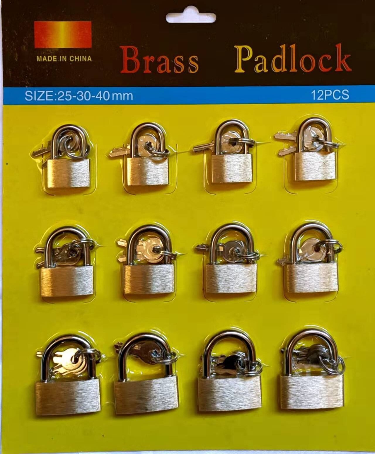 Mini Cheap small 25mm * 12pcs brass padlock in Yiwu market locks luggage lock