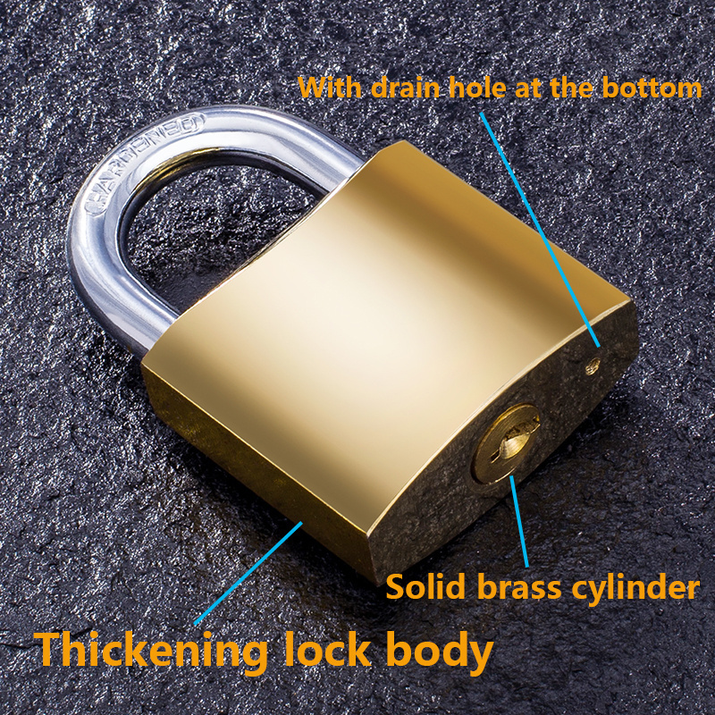 Factory OEM candado High quality and security normal short shackle pad lock Heavy duty Mirror brass padlock