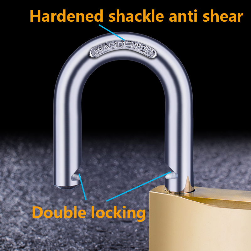 Factory OEM candado High quality and security normal short shackle pad lock Heavy duty Mirror brass padlock