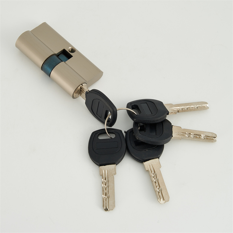 Euro custom nickel plated double brass door lock cylinder 60mm 70mm  with plastic slot computer cylinder