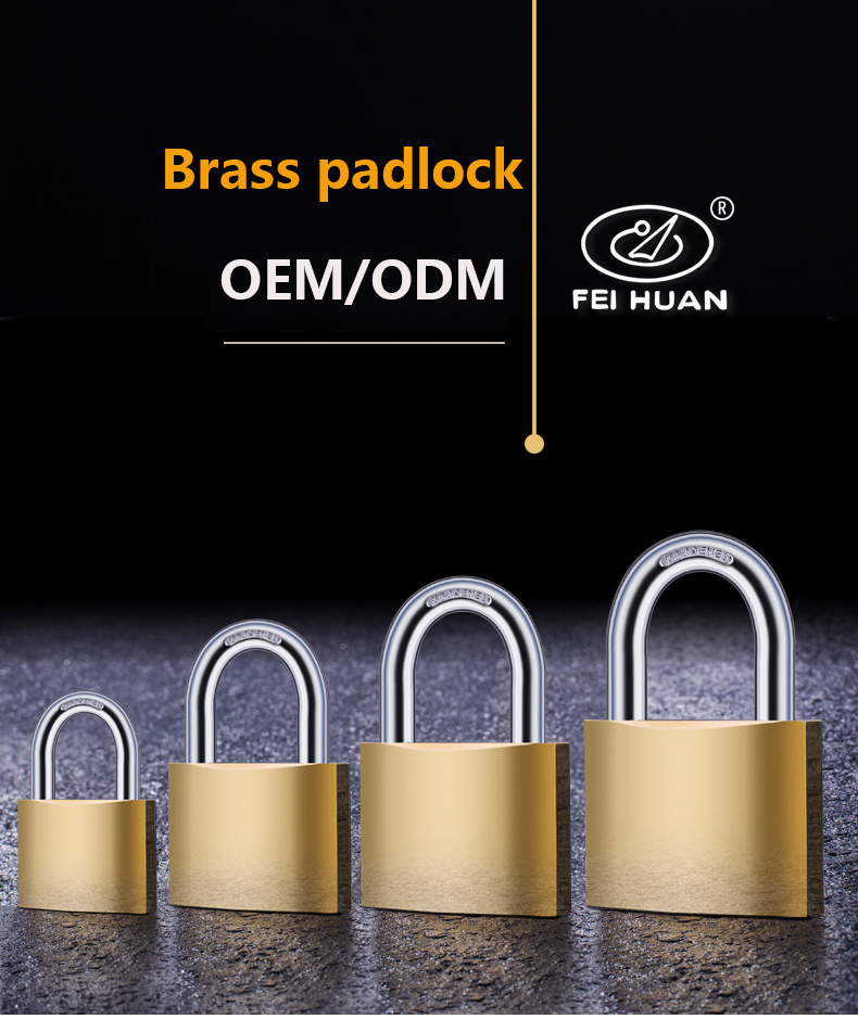 Factory OEM candado High quality and security normal short shackle pad lock Heavy duty Mirror brass padlock