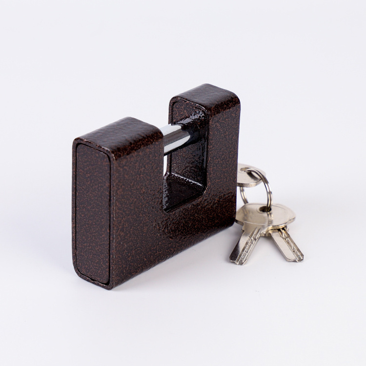 High quality safety steel coat armored plastic painted rectangle with computer key iron padlock anti theft padlock