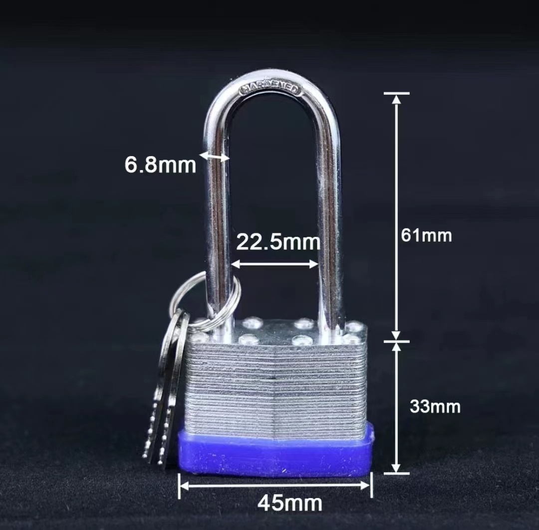 High security anti-rust long shackle steel lock 45mm adjustable shackle laminated padlock