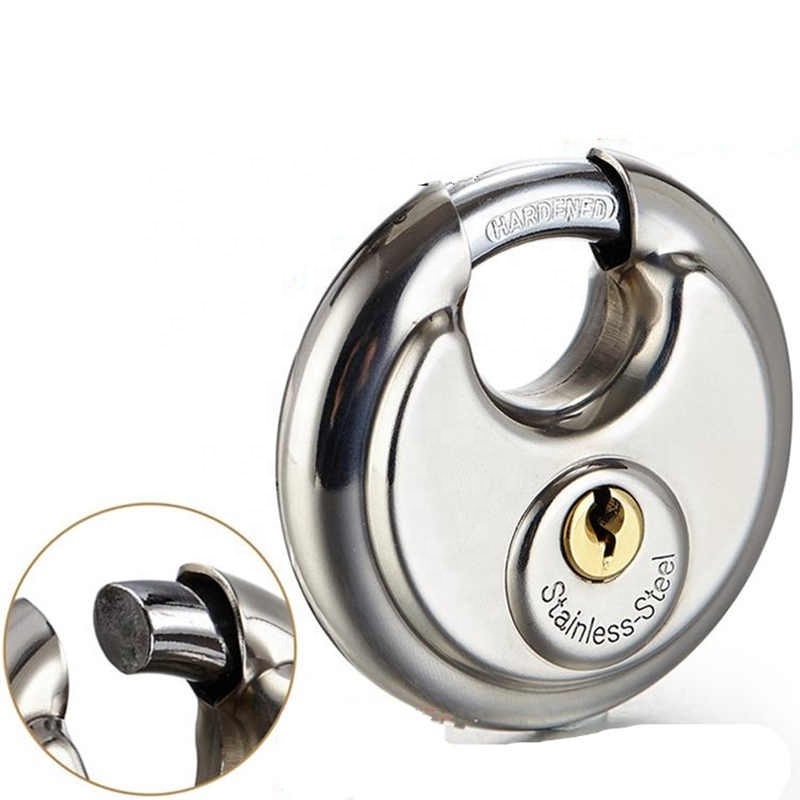 1 Set High Quality Stainless Steel Round Lock with Key Disc Padlock for Door Drawer Cabinet Backpack Handbagjavascript: