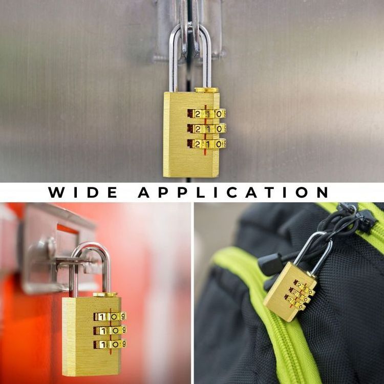 3Digit Letter Number lock Brass Combination Padlock Luggage Gym Suitcase Lock