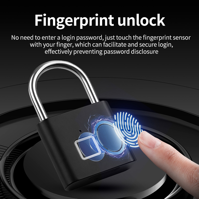 China Biometric Security Smart Aluminum Padlock Fingerprint Padlock With Waterproof Electronic Padlock