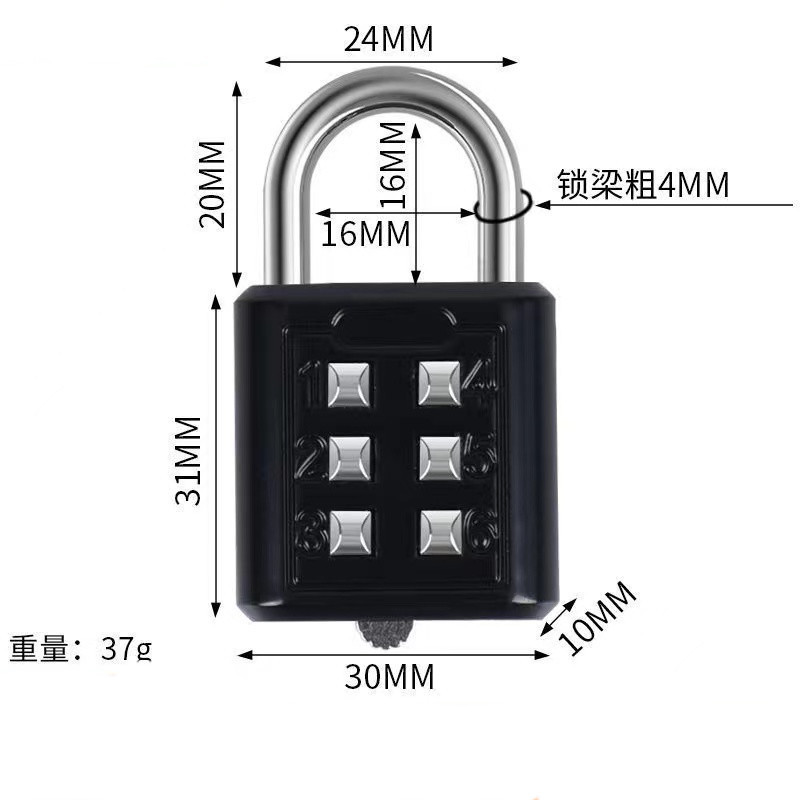 Six-Key Combination Password Padlock  for The Blind Lettering Padlock for Outdoor 6 Digits Combination Lock