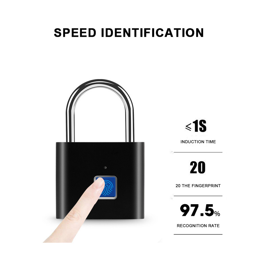 Smart fingerprint home security anti-theft padlocksmart padlock fingerprint fingerprint locker padlock gym padlock