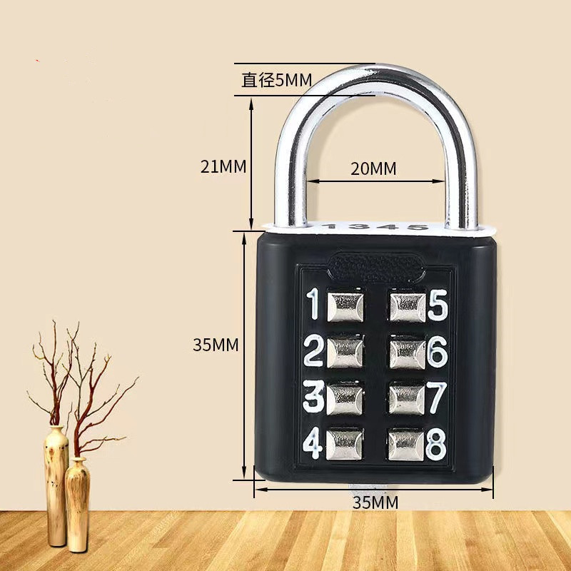 Good quality 8 button security combination padlock digital safe lock for travel luggage suitase bag zipper drawer cabinet locker