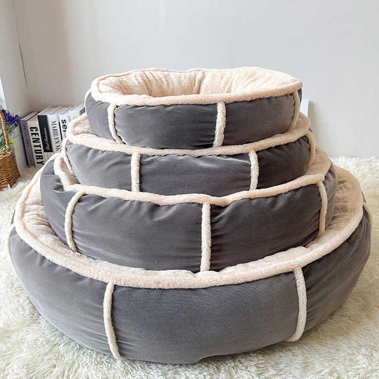 High Quality large luxury round Handmade Pet Bed round Plush Material Cheap Home Linen Dog Supplies