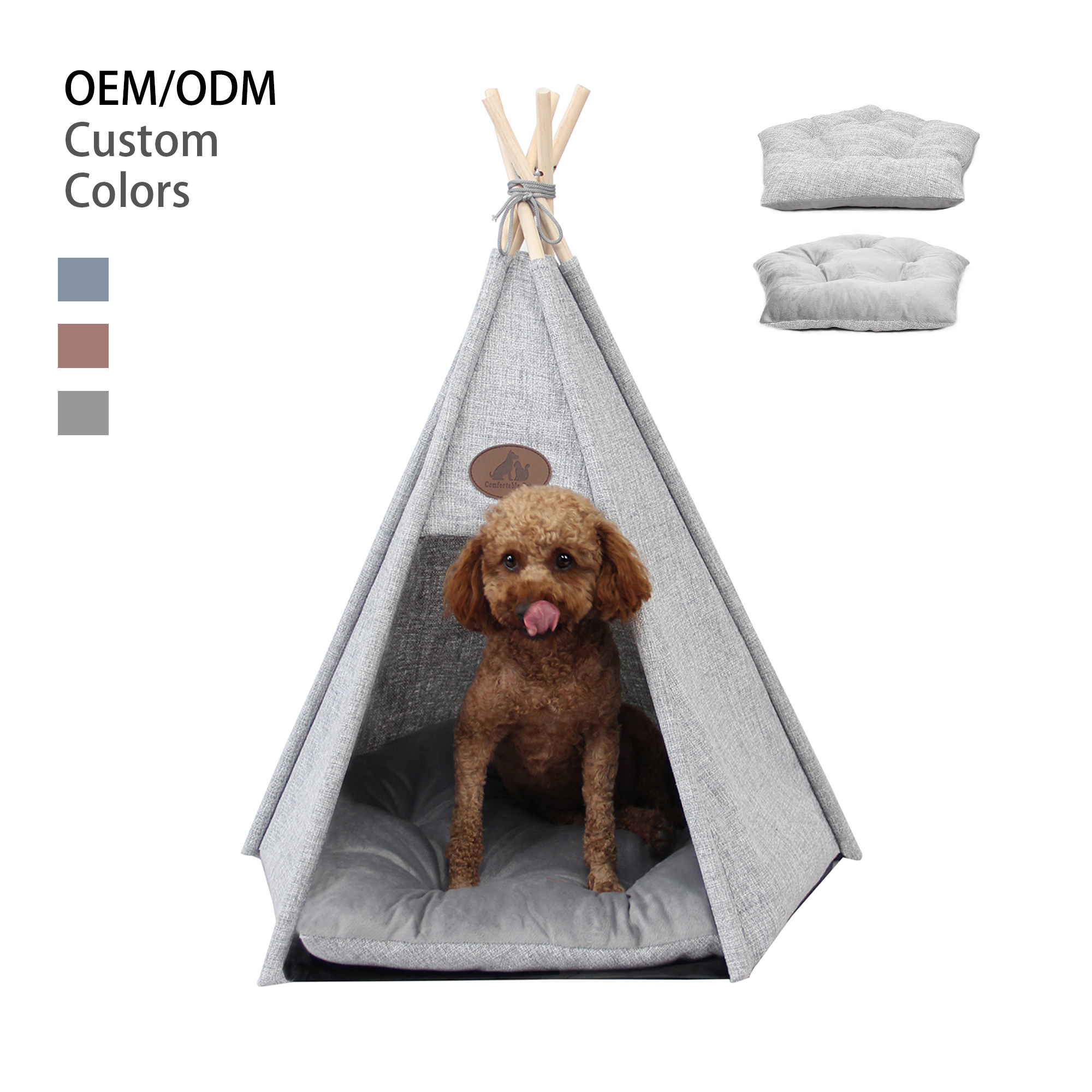 2024 Factory wood removable  pet camping tent dog cat teepee dog travel house cat cave home