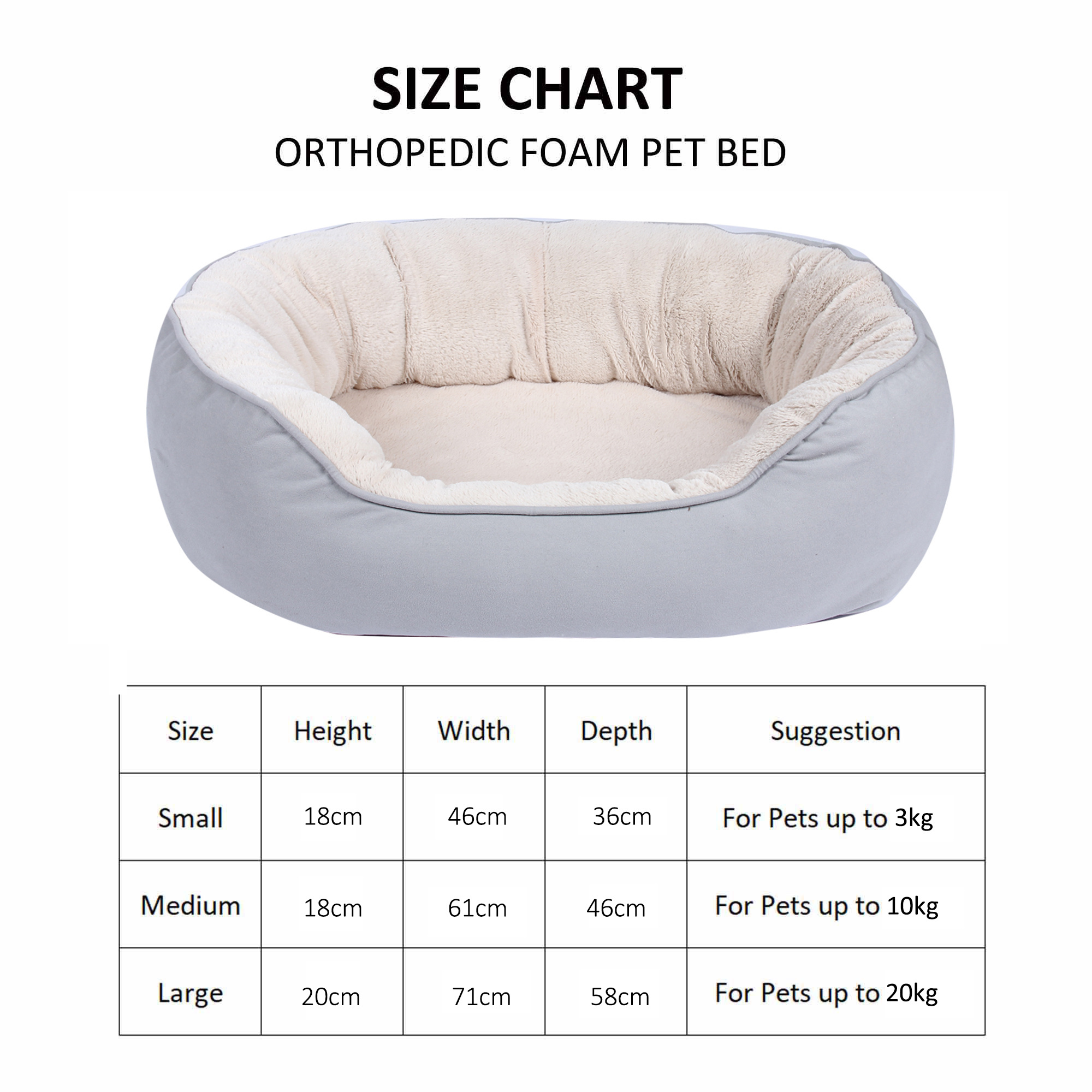 Manufacturer's Orthopedic Foam Pet Bed Suede Faux PV Fleece Anti-Slip Bottom Memory Foam for Cats and Dogs Washable Removable