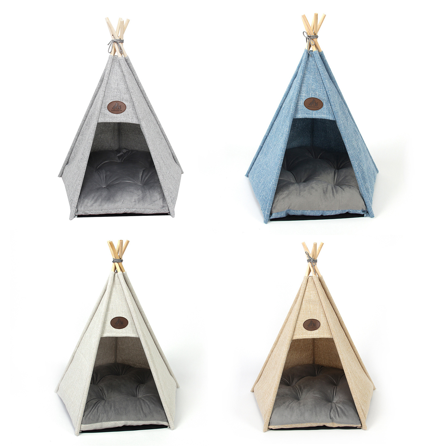 2024 Factory wood removable  pet camping tent dog cat teepee dog travel house cat cave home