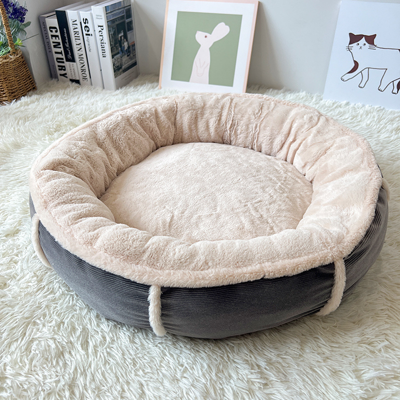 High Quality large luxury round Handmade Pet Bed round Plush Material Cheap Home Linen Dog Supplies