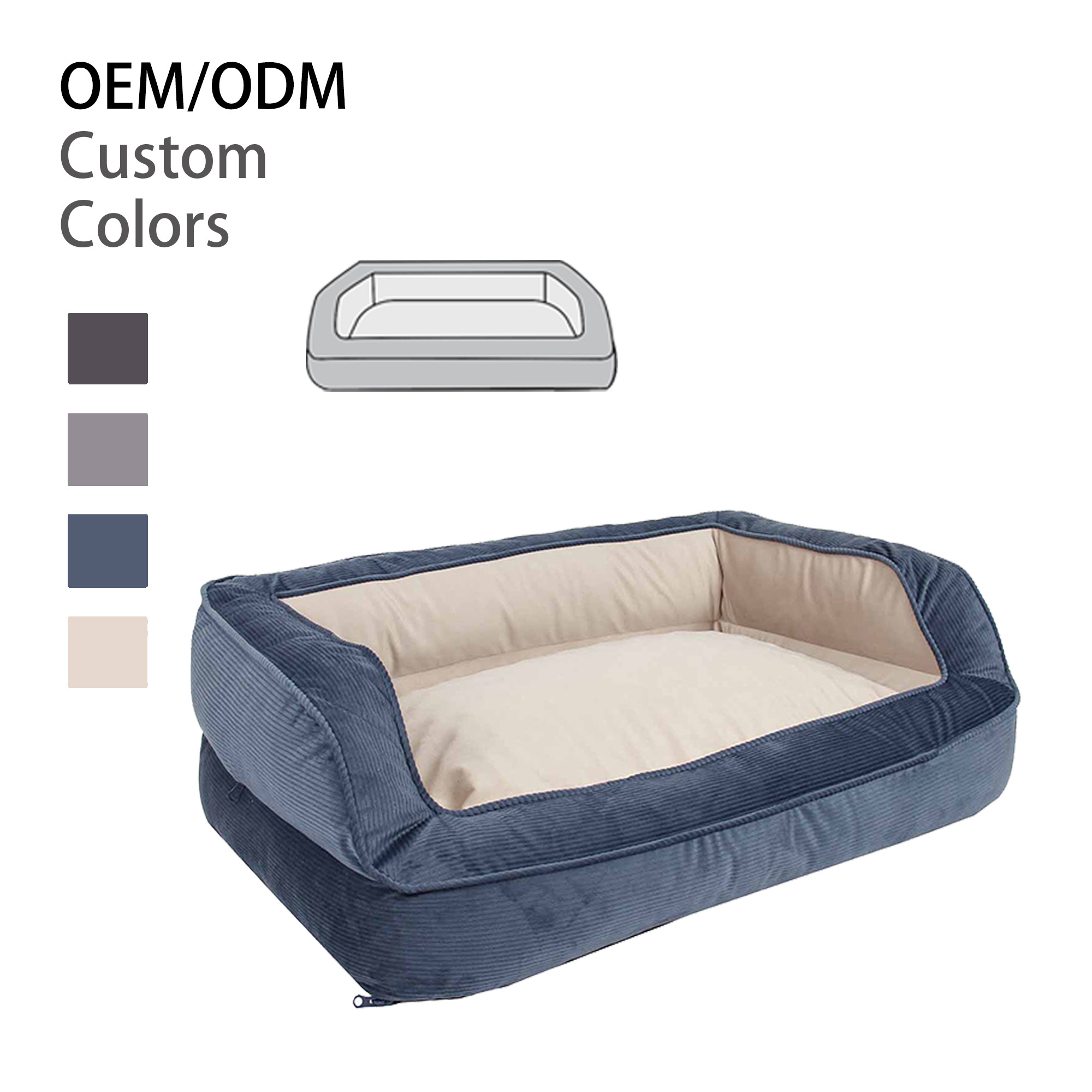 Wholesale Memory Foam Luxury Customizable Logo Design Recycled Breathable Soft Warm Personalized Pet Sofa Dog Bed