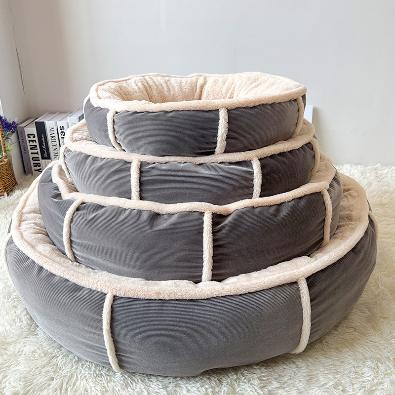 Modern New Design Super Soft round Indoor Pet Bed Available in Multiple Sizes High Short Plush with 7mm Pile Washable Dogs