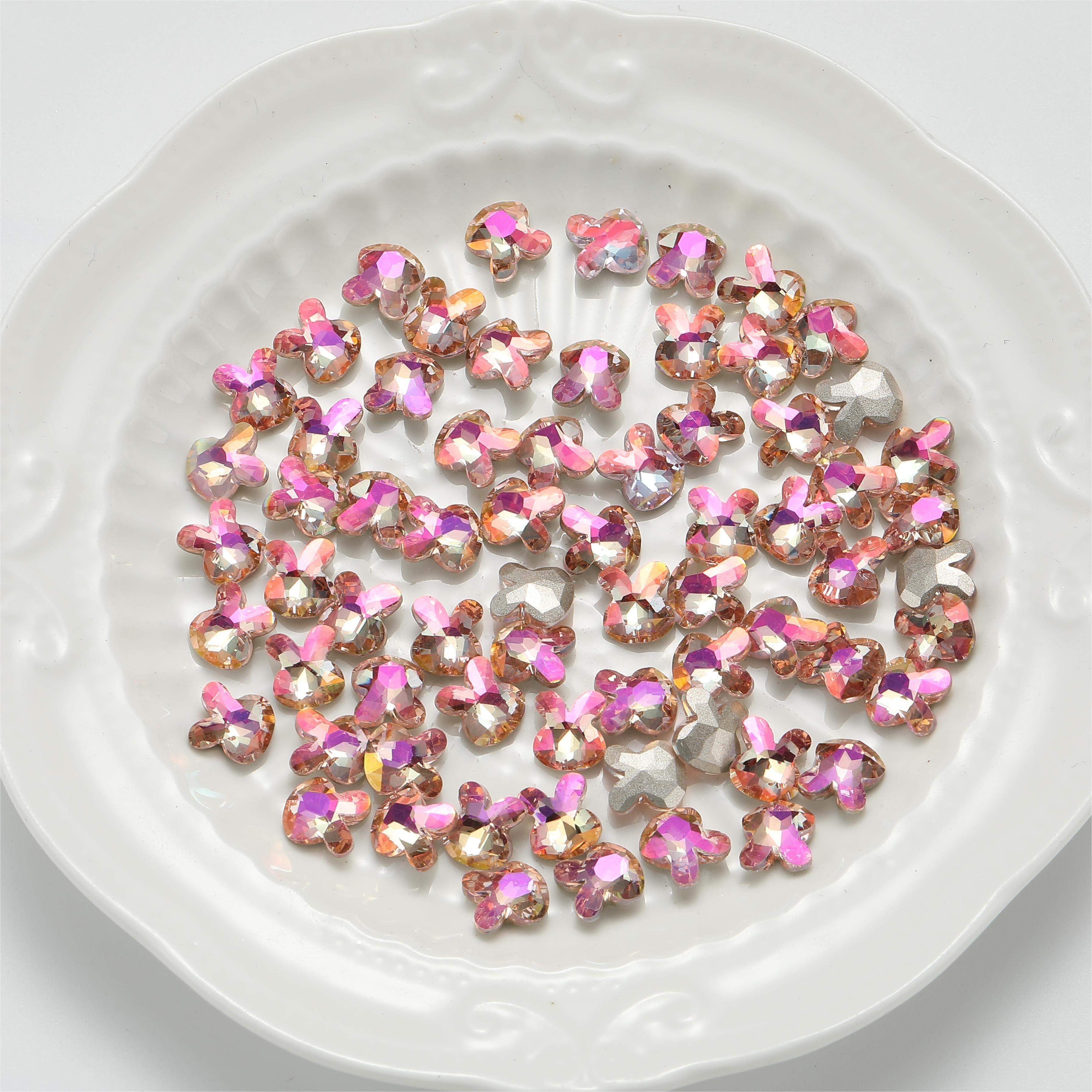 9X10MM 200 Pieces/Bag Mermaid Tears Rose Hot Selling Crystal Ab Bulk Flat Back Non Hot Fix Rhinestones For Crafts