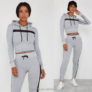 Trendy European Women Poly Casual Mesh Hoodie Tracksuit