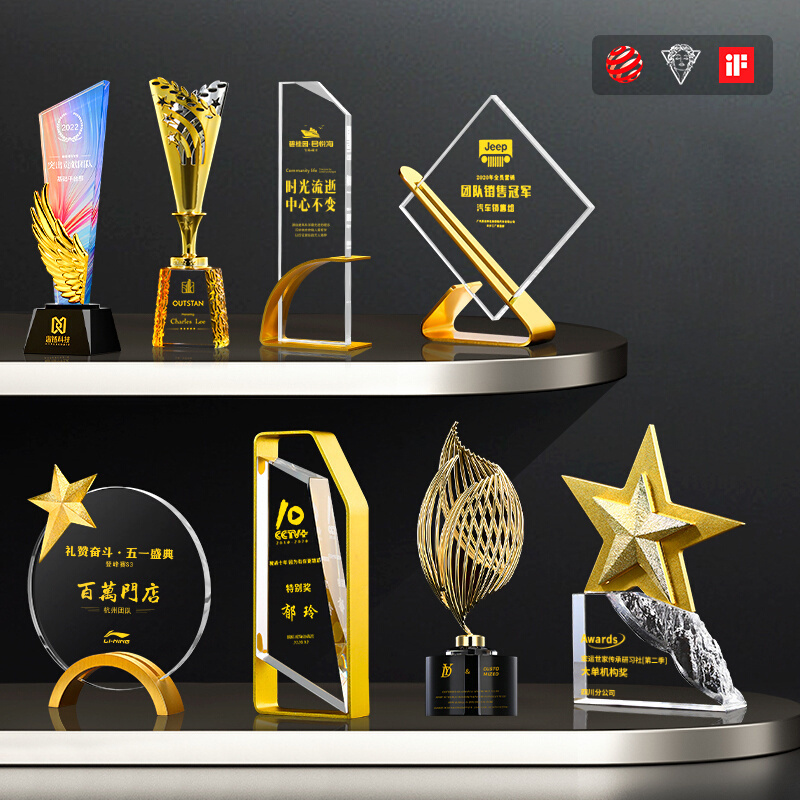 Wholesale Custom High-Grade Crystal Metal Trophies with Worded Logos Sports Medal Cup Awards on Plaques Souvenir Plaque